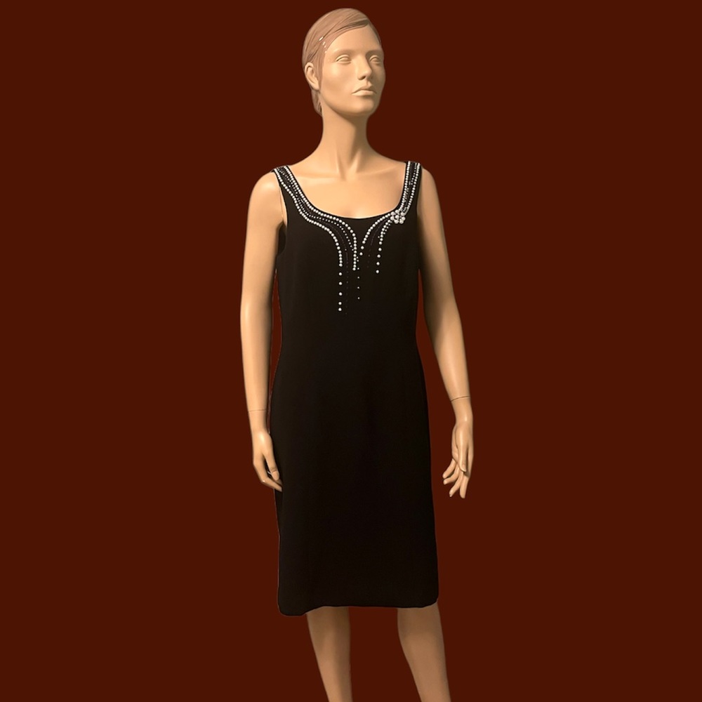 Tahari black pearl dress